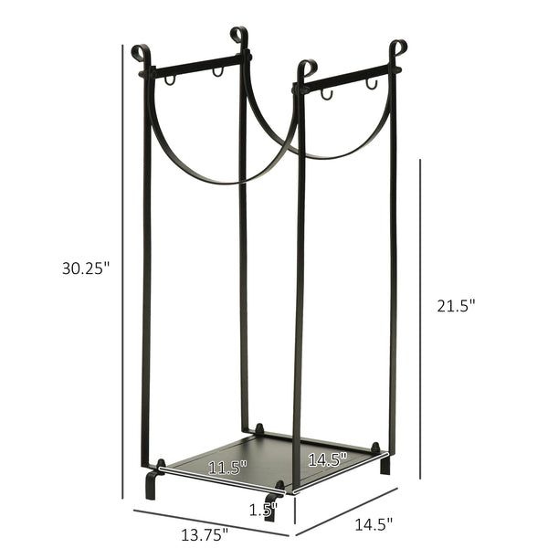 English Elm Firewood Rack With Tools - Sturdy Two-Tier Holder For Indoor/Outdoor Use, Organizes Logs Neatly & Safely W2225142610