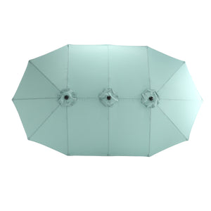 English Elm 14.8 Ft Oversized Double-Sided Rectangular Patio Umbrella with Crank, Steel Ribs, UV Protection Light Green W640140334