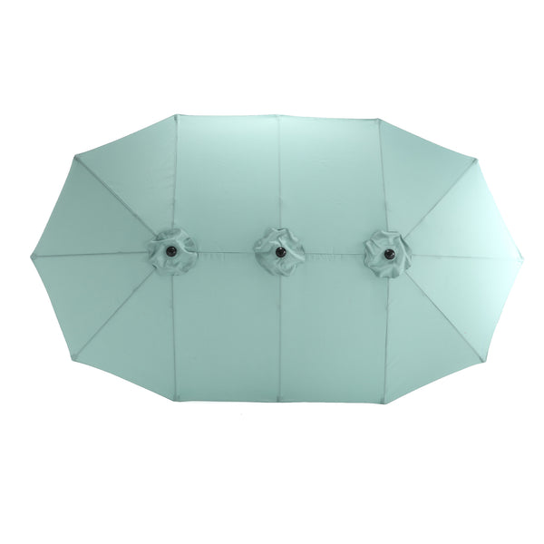 English Elm 14.8 Ft Oversized Double-Sided Rectangular Patio Umbrella with Crank, Steel Ribs, UV Protection Light Green W640140334