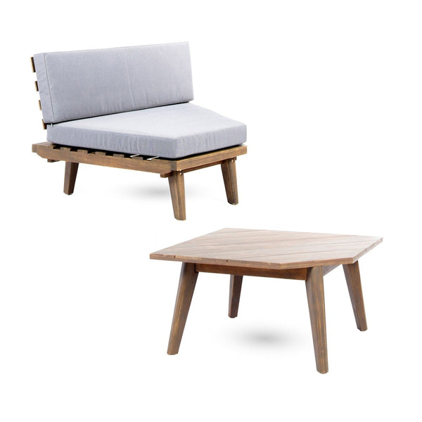 English Elm Hillcrest Solid Acacia Corner Sofa with Built-in Side Table for Outdoor Living 61288.00TSET