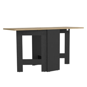 English Elm Folding Dining Table Evart Black/Macadamia – Space-Saving Engineered Wood, Sturdy 22lb Capacity, Multiuse B092142799