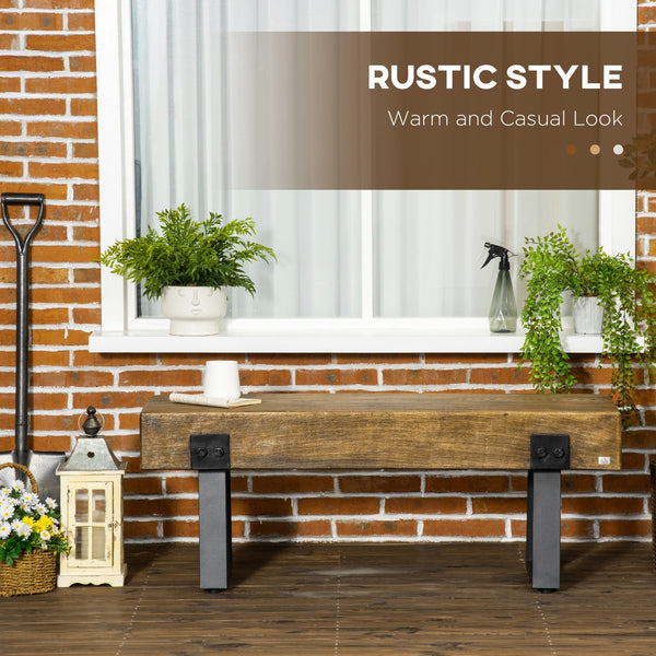 English Elm Garden Rustic Wood-Effect Concrete Bench with Black Metal Legs, Indoor/Outdoor Entryway Seating W2225142663