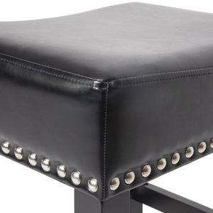 English Elm Christopher Knight Home® - 26" Backless Leather Counter Stools Set of 2 — Modern Bonded Leather Seats on Bronze Hardwood Legs, 300lb Capacity Black 74493.00