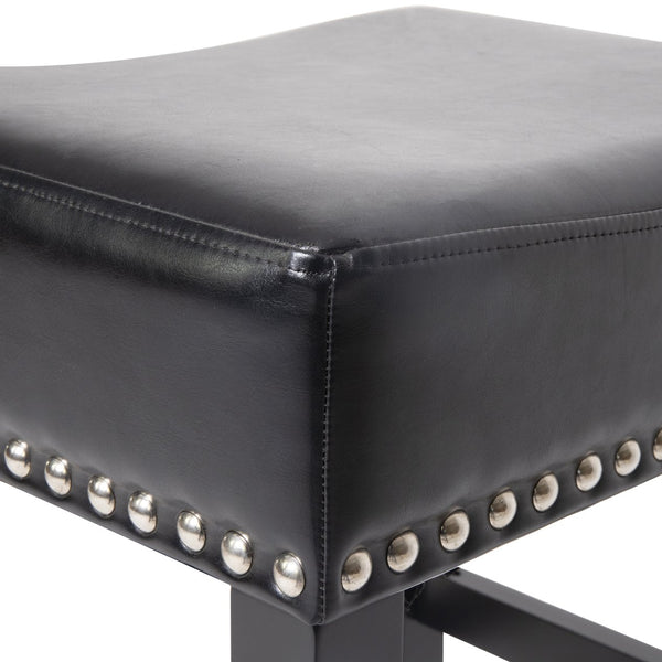 English Elm Christopher Knight Home® - 26" Backless Leather Counter Stools Set of 2 — Modern Bonded Leather Seats on Bronze Hardwood Legs, 300lb Capacity Black 74493.00
