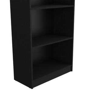 English Elm Bookcase Benzoni 4-Shelf Black Engineered Wood Space-Savvy Office Organizer with Extra Storage B092142812