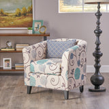 Christopher Knight Home® - Noble House - Preston White and Blue Fabric Club Chair