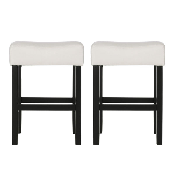 English Elm Christopher Knight Home® - Set Transitional 2-Piece Backless Fabric Counter Height Barstools with 26.75" Seat Height, Durable Upholstery and Sturdy Frame Beige 74492.00FBGE