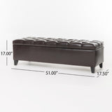 Christopher Knight Home® - Noble House - Ottilie Contemporary Button-Tufted Storage Ottoman Bench, Brown and Dark Brown