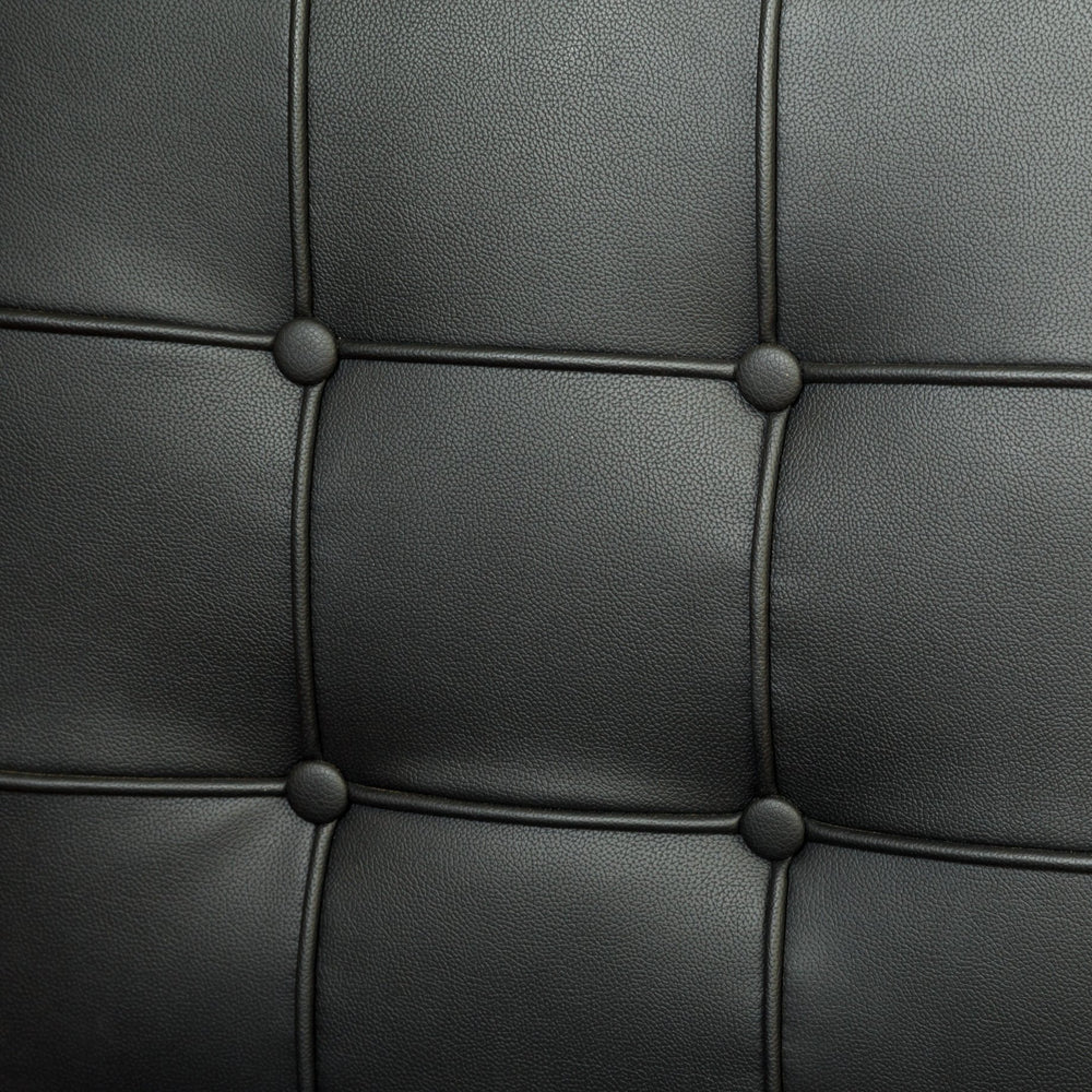 English Elm Christopher Knight Home® - PAVILION Dining Chair Set of 2 with Button-Tufted Waffle Stitching and Polished Silver X-Leg Base Black 59927.00