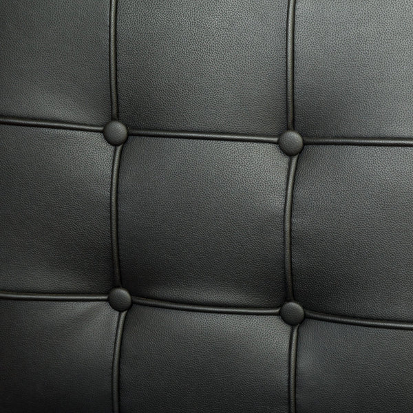 English Elm Christopher Knight Home® - PAVILION Dining Chair Set of 2 with Button-Tufted Waffle Stitching and Polished Silver X-Leg Base Black 59927.00