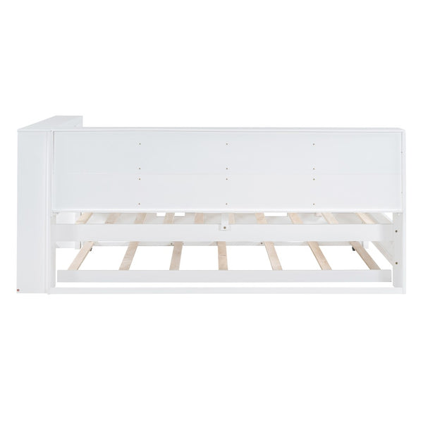 English Elm Wooden Twin Daybed with Storage Drawers Usb Charging Shelf and Pine Frame N733S347509K