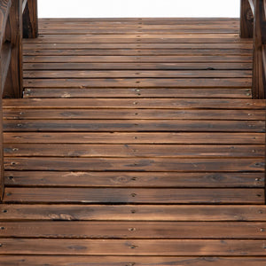 English Elm Fir Arched Garden Bridge with Railings, Stained Fir Wood 60" x 26.5" x 19", Rustic 400 lb Load W2225142629