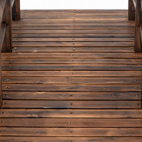 English Elm Fir Arched Garden Bridge with Railings, Stained Fir Wood 60" x 26.5" x 19", Rustic 400 lb Load W2225142629