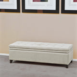 Christopher Knight Home® - Noble House - Brighton Contemporary Tufted Linen Storage Ottoman Bench, Ivory White