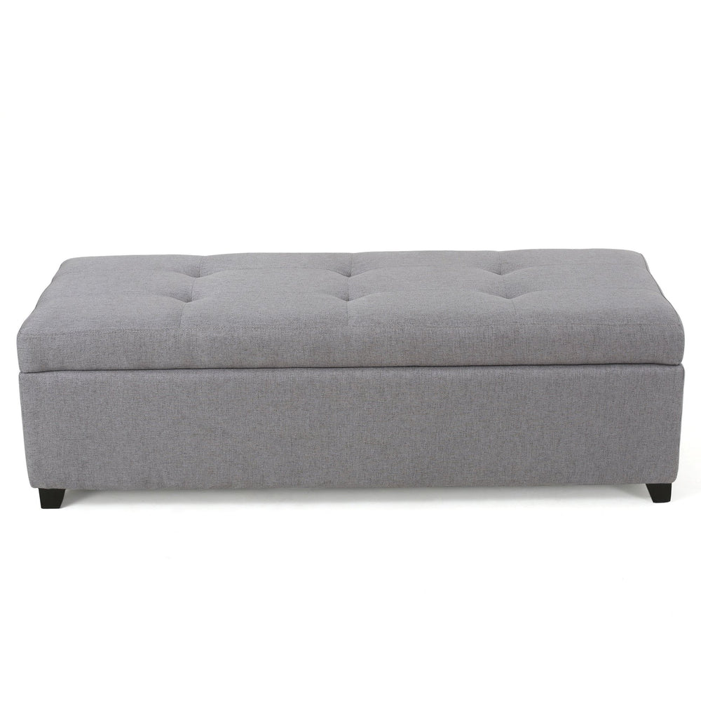 English Elm Christopher Knight Home® - BRENTWOOD Light Grey Tufted Storage Ottoman Bench with Pillow-Soft Cushioning and Hidden Interior 69073.00FLGRY