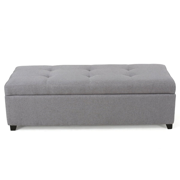 English Elm Christopher Knight Home® - BRENTWOOD Light Grey Tufted Storage Ottoman Bench with Pillow-Soft Cushioning and Hidden Interior 69073.00FLGRY