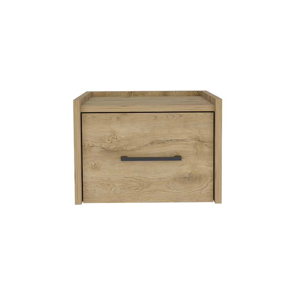 English Elm Floating Nightstand Calion Wall-Mounted Macadamia Beige Floating Nightstand with Drawer, Space-Saving, Sleek Handle, 17x16x5 B092142801