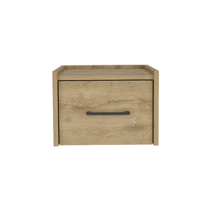 English Elm Floating Nightstand Calion Wall-Mounted Macadamia Beige Floating Nightstand with Drawer, Space-Saving, Sleek Handle, 17x16x5 B092142801