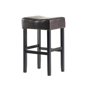 English Elm Christopher Knight Home® - [ OLD HM: 74511.00] 30" Bonded Leather Backless Bar Stool Set of 2, Brown — Slim Space-Saving Design, Rubberwood Legs WF530928BRN