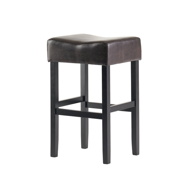 English Elm Christopher Knight Home® - [ OLD HM: 74511.00] 30" Bonded Leather Backless Bar Stool Set of 2, Brown — Slim Space-Saving Design, Rubberwood Legs WF530928BRN