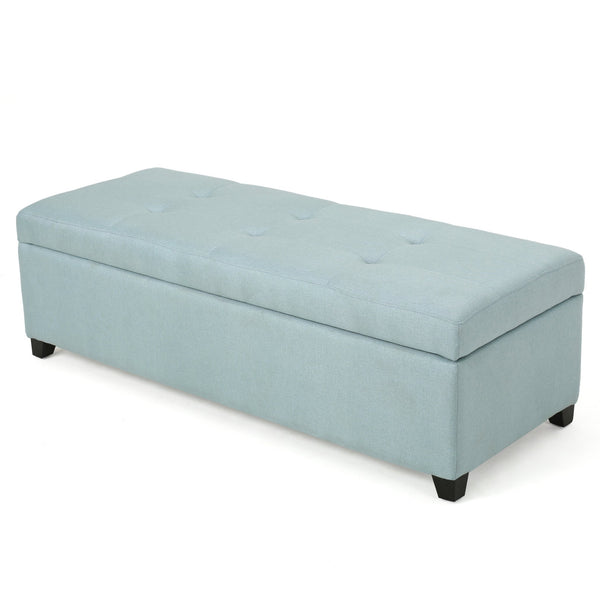 English Elm Christopher Knight Home® - 50 inch Wide Light Blue Tufted Storage Ottoman Bench with Soft-Close Hinges, Cushioned Seating & Spacious Interior - Durable, Stylish Entryway Solution for Living Room, Bedroom, Office 69073.00FLBLU