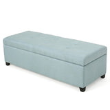 Christopher Knight Home® - Noble House - Brentwood Contemporary Tufted Fabric Storage Ottoman Bench, Light Blue