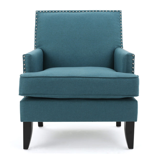 English Elm Christopher Knight Home® - CLUB Chair with Plush Padded Seat and Birch Legs, Upholstered Fabric Accent Chair for Living Room Comfort Teal 30.65 L x 29.75 W x 28.75 H 60165.00DTE