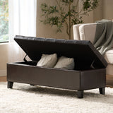 Christopher Knight Home® - Noble House - Ottilie Contemporary Button-Tufted Storage Ottoman Bench, Brown and Dark Brown