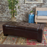 Christopher Knight Home® - Noble House - Guernsey Contemporary Tufted Bonded Leather Storage Ottoman Bench