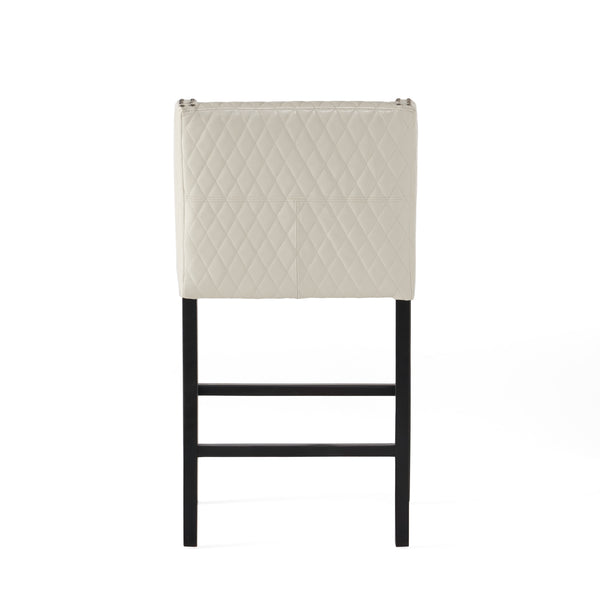 English Elm Christopher Knight Home® - EATON Barstool Ivory Quilted Bonded Leather Counter Stool with Curved Arms, Sturdy Wood Frame, No Assembly Required 57025.00