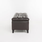 Christopher Knight Home® - Noble House - Ottilie Contemporary Button-Tufted Storage Ottoman Bench, Brown and Dark Brown