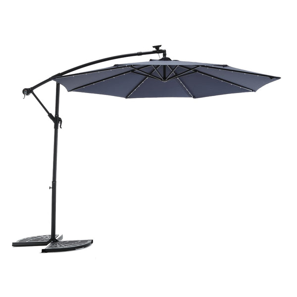 10ft Solar Led Cantilever Offset Patio Umbrella with 40 Lights Outdoor Shade