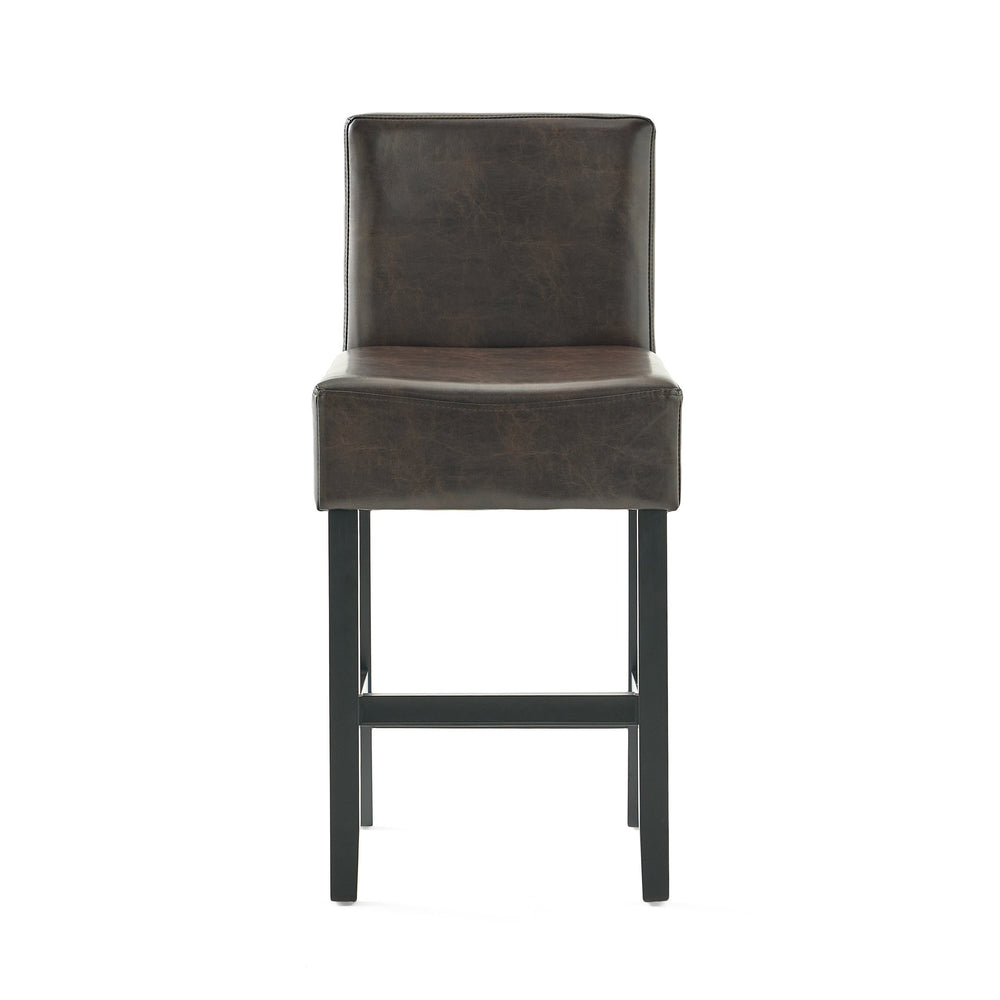 English Elm Christopher Knight Home® - [ Set of 2 26" Portman Bonded Leather Counter Height Barstool Brown - Elegant Wood Frame, Comfortable Seat WF530923BRN