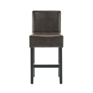English Elm Christopher Knight Home® - [ Set of 2 26" Portman Bonded Leather Counter Height Barstool Brown - Elegant Wood Frame, Comfortable Seat WF530923BRN