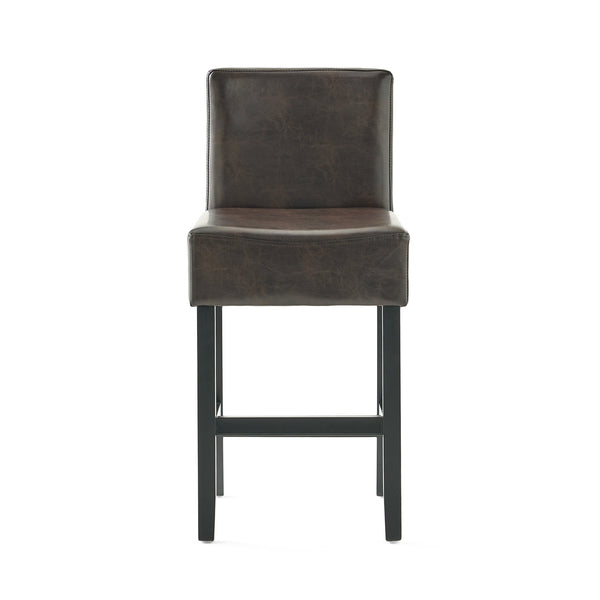English Elm Christopher Knight Home® - [ Set of 2 26" Portman Bonded Leather Counter Height Barstool Brown - Elegant Wood Frame, Comfortable Seat WF530923BRN