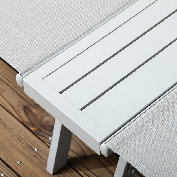 English Elm Chaise Conjoined 2-Person Aluminum Pool Lounge Chairs with 5-Position Recline, Shelf & Breathable Mesh W2225142467