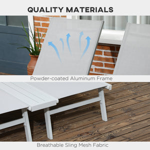 English Elm Chaise Conjoined 2-Person Aluminum Pool Lounge Chairs with 5-Position Recline, Shelf & Breathable Mesh W2225142467