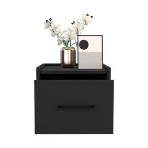 English Elm Floating Nightstand Calion Wall-Mounted Black — Space-Saving Engineered Wood, Drawer Storage, Sleek Handle, Modern Finish B092142807