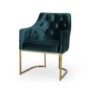 English Elm Christopher Knight Home® - CLUB Plush Altay Velvet Armchair with Gold Accents and Curved Modern Glam Design, Luxe Accent Seat Teal 65362.00T