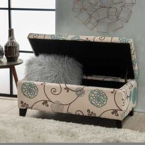 English Elm Storage Ottoman Upholstered Bench with Hidden Compartment for Living Room Seating 67218.00WBLU