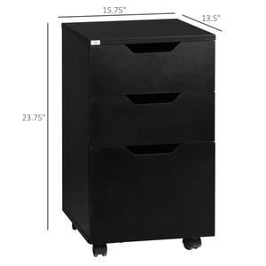 English Elm 3 Drawer Mobile File Cabinet with Locking Casters, Smooth-Glide Drawers, Compact Under-Desk Storage for Office and Home (Black) W2225142670