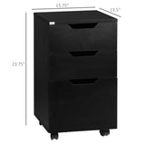 English Elm 3 Drawer Mobile File Cabinet, Rolling Printer Stand, Vertical Filing Cabinet, Black