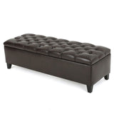 Christopher Knight Home® - Noble House - Ottilie Contemporary Button-Tufted Storage Ottoman Bench, Brown and Dark Brown