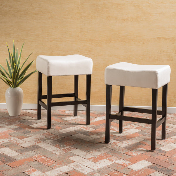 English Elm Christopher Knight Home® - Set Transitional 2-Piece Backless Fabric Counter Height Barstools with 26.75" Seat Height, Durable Upholstery and Sturdy Frame Beige 74492.00FBGE