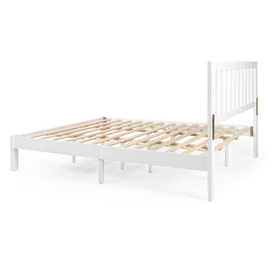 English Elm Christopher Knight Home® - Acacia Solid Wood Queen Platform Bed Frame with Headboard in White — Low Profile, Durable Slats Support 72150.00WHI-Q