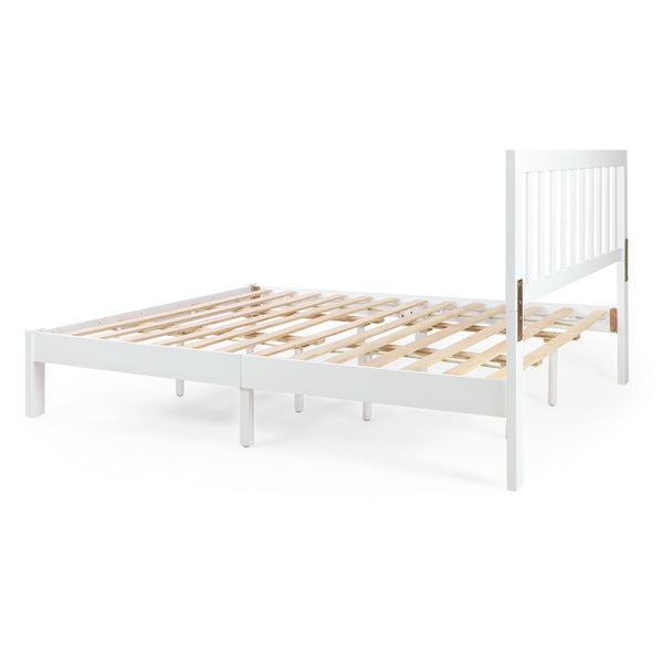 English Elm Christopher Knight Home® - Acacia Solid Wood Queen Platform Bed Frame with Headboard in White — Low Profile, Durable Slats Support 72150.00WHI-Q