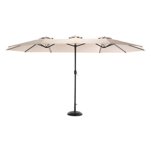 English Elm 14.8 Ft Oversized Double-Sided Rectangular Patio Umbrella with Crank, Steel Ribs, UV Protection khaki W640140329