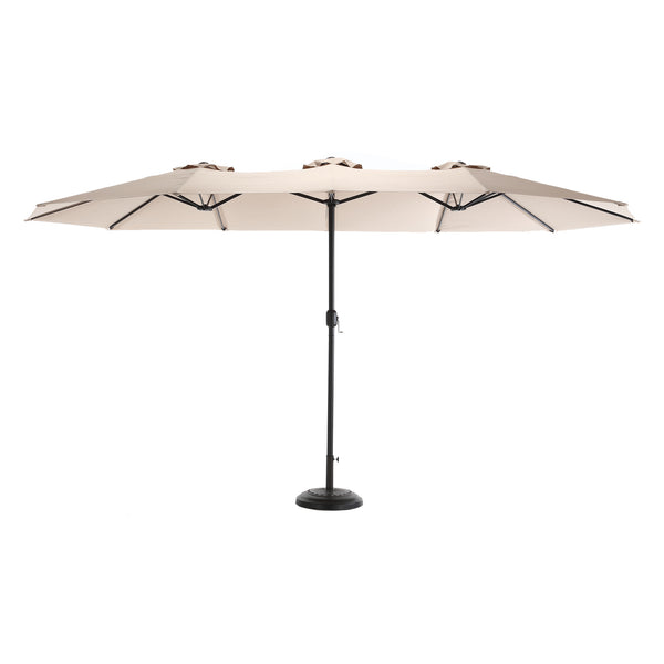 English Elm 14.8 Ft Oversized Double-Sided Rectangular Patio Umbrella with Crank, Steel Ribs, UV Protection khaki W640140329