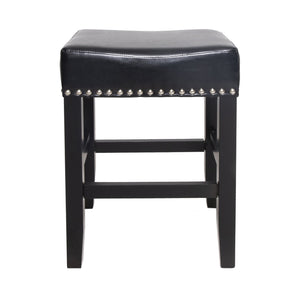 English Elm Christopher Knight Home® - 26" Backless Leather Counter Stools Set of 2 — Modern Bonded Leather Seats on Bronze Hardwood Legs, 300lb Capacity Black 74493.00