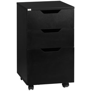 English Elm 3 Drawer Mobile File Cabinet with Locking Casters, Smooth-Glide Drawers, Compact Under-Desk Storage for Office and Home (Black) W2225142670